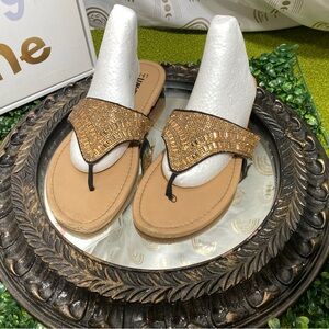 Elegant Gold Women's Sandals with Embellishments